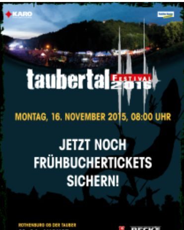 Ankündigung vom Taubertal Festival 2016