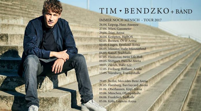 Tim Bendzko – Immer noch Mensch Tour 2017 © https://www.facebook.com/timbendzko/