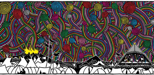 Glastonbury Festival 2017 Tickets Foto: facebook.com/glastfonburyofficial | The official Glastonbury Festival 2016 artwork. Somewhat Slightly Dazed by Stanley Donwood